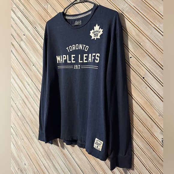 Roots Toronto Maple Leafs 1917 Long Sleeve Shirt Cotton Navy Blue Fangear - Picture 2 of 6